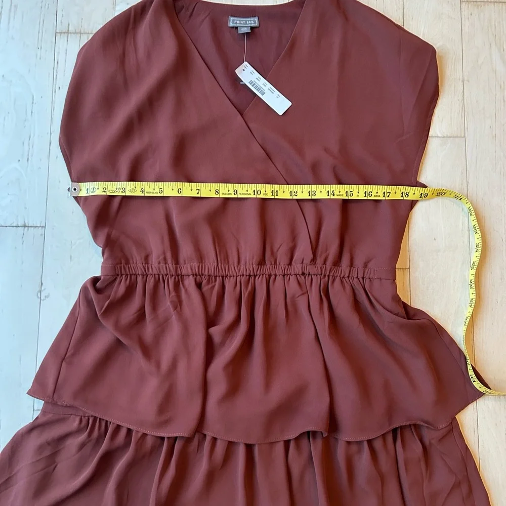 J.Crew Point Sur Popover Ruffle Dress in Burnt Umber/Sienna Brown Size 12 NWT